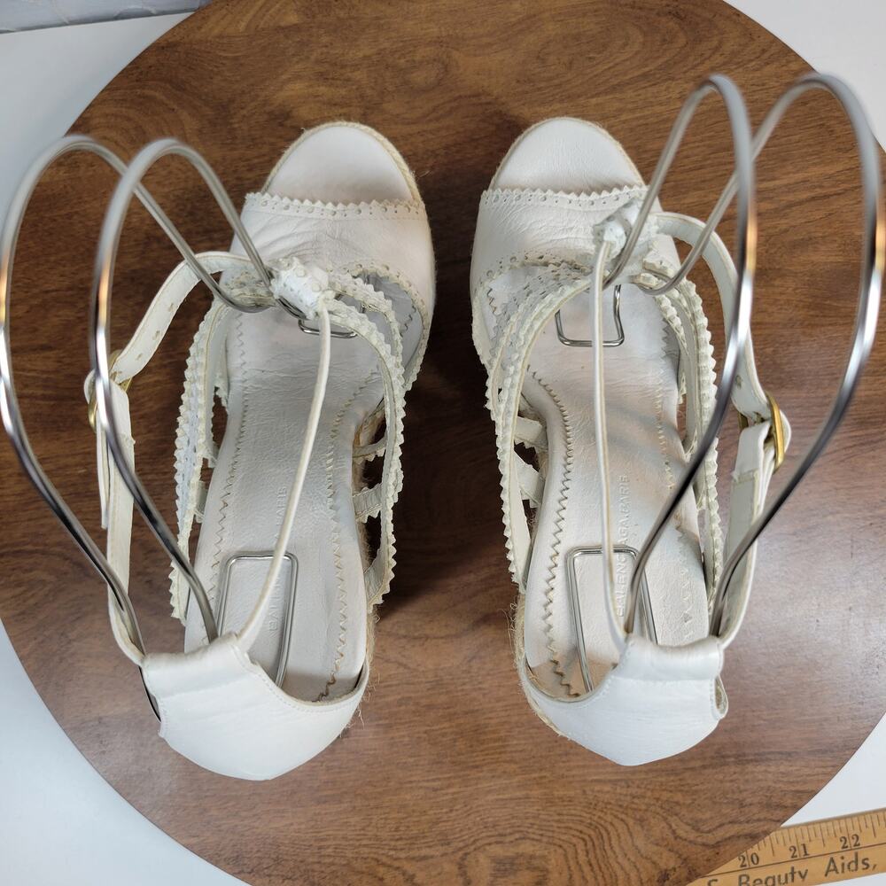 Balenciaga Womens Arena Wedge Sandals 39 US 9 White Strappy Espadrille Platform - Picture 13 of 14
